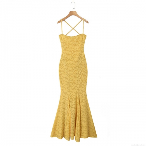 Women Sexy Lace Mermaid Maxi Dress Spaghetti Strap Backless Lace-Up Elegant Evening Party Dress Floral Crochet Long Gown For Women