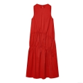 Women's Sleeveless Maxi Dress Sexy Backless High Waist Ruched Midi Dress With Drawstring Cotton Nylon Blend Red Party Evening Summer Vacation Sundress