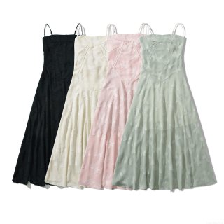 Elegant Butterfly Jacquard Slip Dress Women's Slim Fit Sleeveless Maxi Dress French Style Vintage Cross Bandage Long Party Dress Summer Beach Vacation Butterfly Pattern Dress