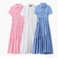 Women's Short Sleeve Shirt Dress With Belt Elegant Tiered Maxi Dress Turn-down Collar Button Down Front Pocket Solid Color Casual Party Vacation Gown