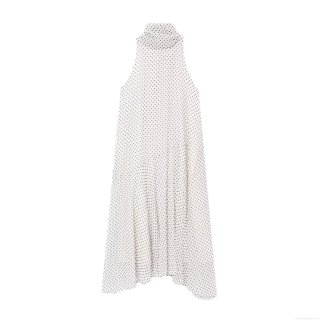 Women's Polka Dot Halter Neck Maxi Dress Elegant Sleeveless Bow Tie High Neck A-Line Chiffon Long Dress For Summer Vacation Party Fashion