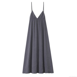 Women's Sexy V Neck Spaghetti Strap Backless Maxi Dress Elegant Solid Color Tie Back Ruched Long Sun Dress for Summer Beach Party
