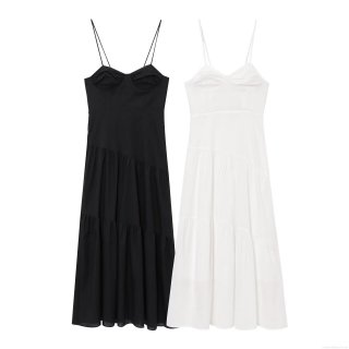 Women's Sexy Backless Spaghetti Strap Tiered Maxi Dress Elegant Corset Style Ruffle Cake Dress Sleeveless Solid Color Party Evening Gown