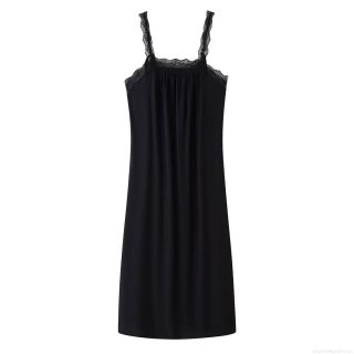 Women's Elegant Black Satin Lace Trim Maxi Dress Sexy Sleeveless V Neck Cami Slip Dress for Evening Party Celebrity Style