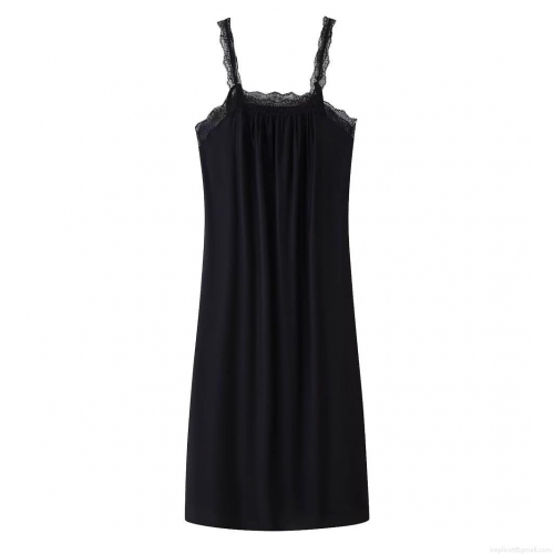 Women's Elegant Black Satin Lace Trim Maxi Dress Sexy Sleeveless V Neck Cami Slip Dress for Evening Party Celebrity Style