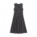 Women Vintage Polka Dot Sleeveless Maxi Dress Elegant Round Neck A-Line Long Dress For Summer Party Casual Wear Polyester Dress