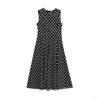 Women Vintage Polka Dot Sleeveless Maxi Dress Elegant Round Neck A-Line Long Dress For Summer Party Casual Wear Polyester Dress