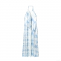 Women Halter Neck Maxi Dress Tie Dye Marble Print Satin Sleeveless Backless Summer Vacation Long Dress Elegant Party Wear For Ladies