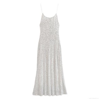 Women's Elegant Silver Sequin Maxi Dress Sexy Spaghetti Strap Sleeveless Slim Fit Evening Gown For Party Wedding Banquet Formal Occasions