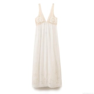 Women's Elegant Bohemian V-Neck Crochet Patchwork Maxi Dress With Embroidery Hollow Out Lace Sleeveless Vacation Party Long Dress