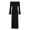 Women's Elegant Lace Off-Shoulder Bodycon Maxi Dress Long Sleeve Solid Color Slim Fit Evening Party Formal Dresses