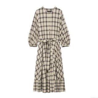 Vintage Plaid Lantern Sleeve Shirt Dress For Women Elegant Belted Long Maxi Dress Autumn Winter Button Up Office Lady Vestidos