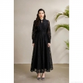 Women Elegant Black Lace Maxi Dress Long Lantern Sleeve Embroidery Palace Style Slim Fit Retro Party Banquet Evening Gown