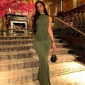 Women's Sexy Ruched Sleeveless Maxi Dress 95% Polyester 5% Spandex Slim Fit Solid Color Bodycon Long Evening Party Dress For Summer