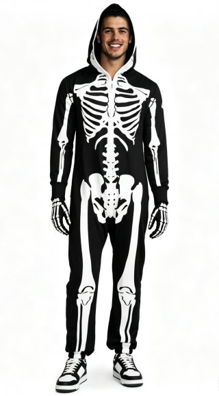 Men's Skeleton Jumpsuit Halloween Full Body Stretch Costume