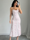 Women Floral Print Halter Neck Dress Sexy Backless Side Slit Sleeveless Midi Dress Polyester Spandex Blend Summer Beach Vacation Party Sweet Slim Fit Sundress
