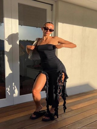 Women's Sexy Ruched Tube Top Midi Dress With Ruffles High Slit Irregular Hem Polyester Elastane Strapless Bodycon Sundress For Summer Beach Vacation Party