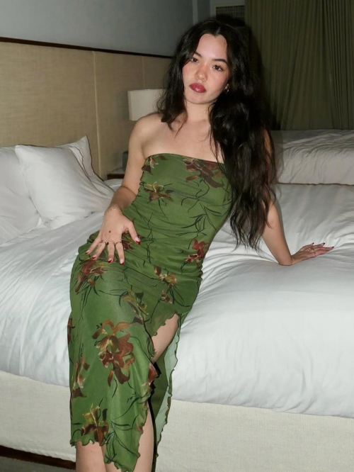 Women's Retro Floral Print Tube Midi Dress Sexy Off Shoulder High Split Mesh Overlay Milk Silk Sundress For Summer Beach Vacation Party