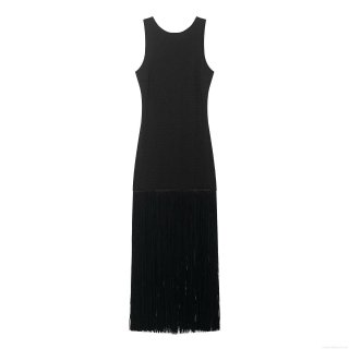 Women's Sexy Sleeveless Tassel Fringe Dress Slim Fit Backless Bodycon Mid-Length Evening Party Resort Polyester Clubwear