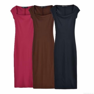 Women's Elegant Square Neck Short Sleeve Midi Dress Slim Fit Solid Color Polyester A-Line Dress For Streetwear Party Date Night Fashion