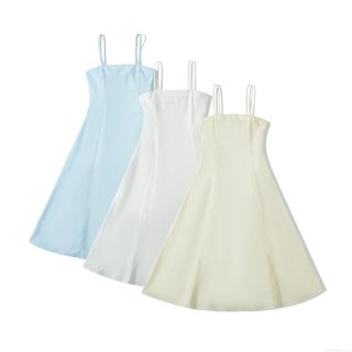 Women Spaghetti Strap Dress Summer Backless A-Line Midi Dress Sexy Slim Fit Polyester Blend Beach Vacation Party Dress
