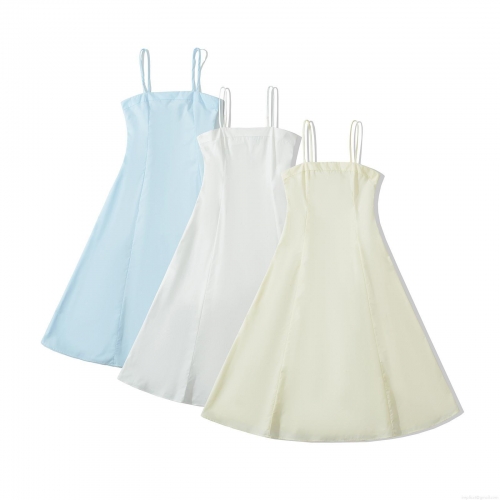 Women Spaghetti Strap Dress Summer Backless A-Line Midi Dress Sexy Slim Fit Polyester Blend Beach Vacation Party Dress