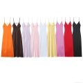 Women's Sexy Satin Slip Dress V-Neck Slim Fit Midi Evening Party Dress 95% Polyester Silk Texture Thin Strap Backless Cocktail Summer Dress