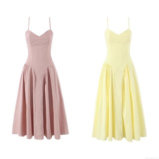 Women Sexy Backless Sling Dress Sleeveless V-Neck Cross Straps Drawstring Midi Dress Polyester Cotton Blend Solid Color Slim Fit A-Line Sun Dress for Summer Party Vacation Casual Streetwear