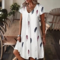 Women's V-Neck Short Sleeve Midi Dress Casual Loose Polyester Spandex Blend Printed A-Line Dress For Summer Vacation Daily Plus Size XL-5XL