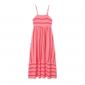 Sexy Striped Camisole Midi Dress Women Summer Vacation Sleeveless Backless Adjustable Straps Polyester Blend Slim Fit A-Line Flowy Long Dress