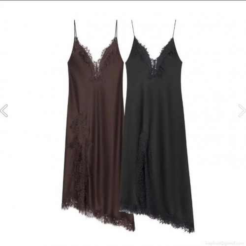 Women Sexy Acetate Satin Lace Patchwork Cami Dress Elegant V Neck Backless Midi Slip Dresses For Party Evening Club Socialite