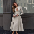 Women's Vintage Sexy Cut-out Keyhole Midi Dress Long Sleeve A-Line High Waist Knitted Polyester Linen Texture Dresses for Party Date Office