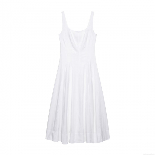 Women's Elegant Minimalist Midi Dress Linen Polyester Blend Sleeveless Sling Side Zipper Solid Color Long Dress For Summer Beach Party Daily Wear