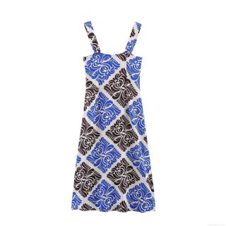Women Elegant Spaghetti Strap Midi Dress Polyester Geometric Baroque Print U-Neck Slim Fit Bodycon Sundress For Vacation Party Club Chic Long Dress