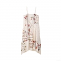 Women's Bohemian Cotton Linen Blend Sling Dress Irregular Hem Floral Embroidery Midi Dress For Summer Vacation Ethnic Style Sleeveless U-Neck Beach Sundress Beige