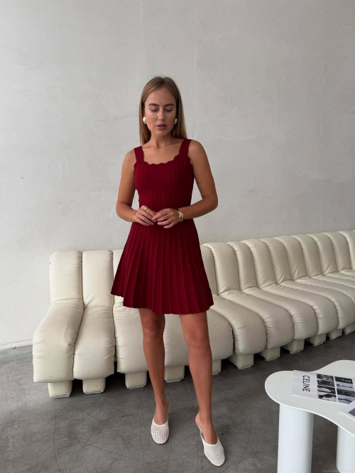 Women Sexy Knitted Sleeveless Dress Slim Fit U-Neck Pleated Hem Midi Dress High Waist Solid Color Summer Vacation Sundress for Women