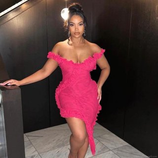 Women's Sexy V Neck Backless Ruffle Mini Dress Asymmetrical Splicing Mesh Polyester Sleeveless Spaghetti Strap Summer Night Club Party Evening Bodycon Outfits for Women