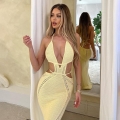 Women's Sexy Halter Hollow Out Backless Knitted Dress Knitted Polyester Solid Color Sleeveless Bodycon Mini Maxi Dresses For Vacation Beach Party