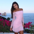Sexy Women's Off-Shoulder Ruched Mini Dress Long Sleeve Bodycon Mesh Splicing Ruffle Hem Dress For Party Club Night Out Summer Beach Vacation Fashion