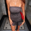 Women's Sexy Polka Dot Strapless Bodycon Mini Dress Mesh Patchwork Slim Fit Backless Lace Ruffle Hem Dress Polyester Streetwear Clubwear Party Gown