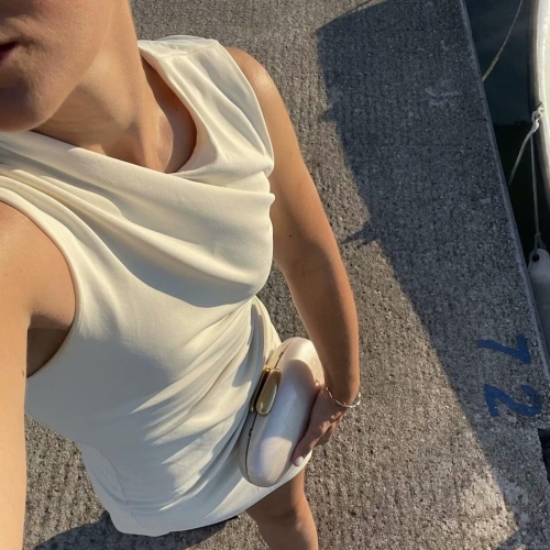 Women's Sexy Ruched Sleeveless Mini Dress Elegant Bodycon Mock Neck 100% Polyester Solid Color Short Dress For Party Dating Clubwear Slim Fit Ladies Fashion