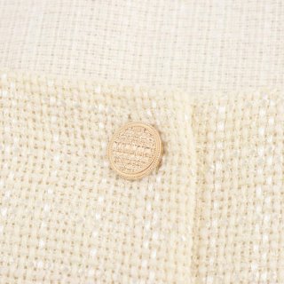 Women Elegant Square Neck Tweed Long Sleeve Mini Dress With Pleated Hem And Gold Buttons Temperament Celebrity Style Short Dress