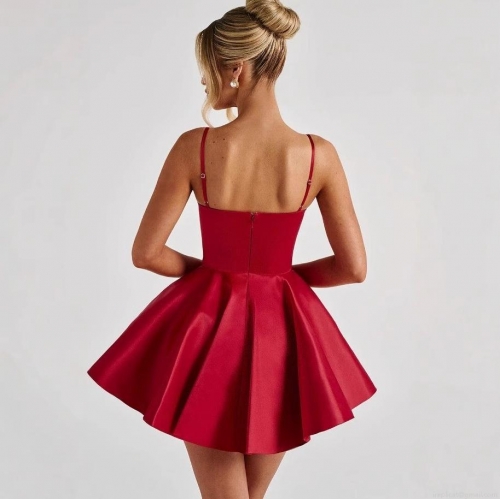 French Style Satin Corset Mini Dress Elegant Underwire Bodycon Backless Spaghetti Strap Short Party Evening Dress For Women Summer 2025 New Fashion