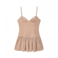 Women's Sexy Velvet Mini Dress Nude Champagne Spaghetti Strap Bubble Hem A-Line Bodycon Party Evening Cocktail Dresses For Lady