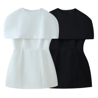 Women's Elegant Bodycon Mini Dress With Capelet Design Square Neck Cami Strap Sleeveless Solid Color Slim Fit Short Dress For Summer Party Night Club Wear