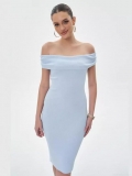 Sexy Off Shoulder Bodycon Mini Dress Polyester Knit Fabric One Shoulder Slim Fit Solid Color For Women Party Club Night Out Evening Elegant Short Dress