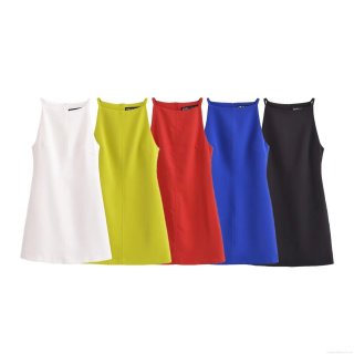 Women Summer Halter Neck Mini Dress Sleeveless Solid Color A-Line Patchwork Sexy Streetwear Short Dresses For Women Party Club Night Out Summer Clothing