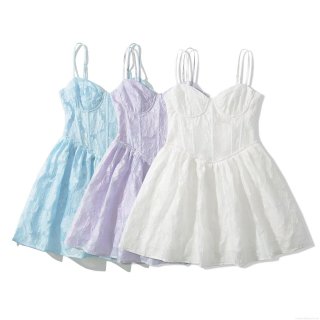 Women's V-Neck Jacquard Polyester Cami Dress Sleeveless Sexy Slim Fit Mini Party Dress Summer Backless Cocktail Dress for Ladies