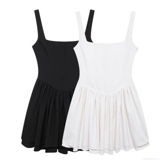 Women's Sexy Bodycon Mini Dress 100% Polyester Pleated Corset Style Sleeveless Square Neck Short Dress for Party Club Summer Streetwear Fashion