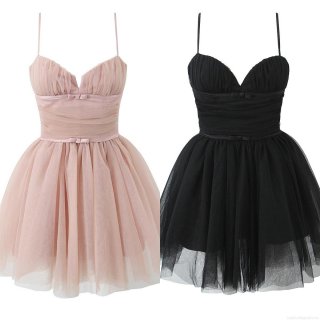 Women's Balletcore Tulle Camisole Mini Dress Sexy Ruched Puffy Mesh Party Clubwear Sleeveless Bow Decoration Backless Short Dresses